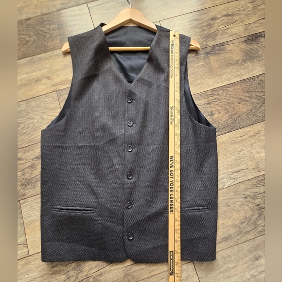 Classic Mens Gray/black Button-Up Suit Vest 42 T, Wool - Picture 3 of 10